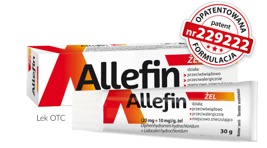Lek przeciwbólowy Allefin z żelem w opakowaniu, skuteczny w łagodzeniu bólu mięśni i stawów.