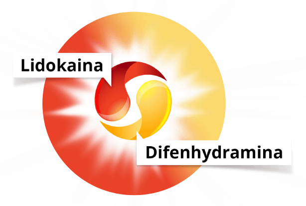 Blok z lekami przeciwbólowymi lidokainą i difenhydraminą w opakowaniu.