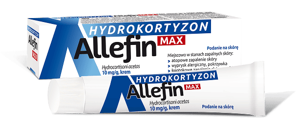 Hydrokortyzon Allefin MAX krem na skórę, 10 mg/g, łagodzi stany zapalne i alergie skórne.